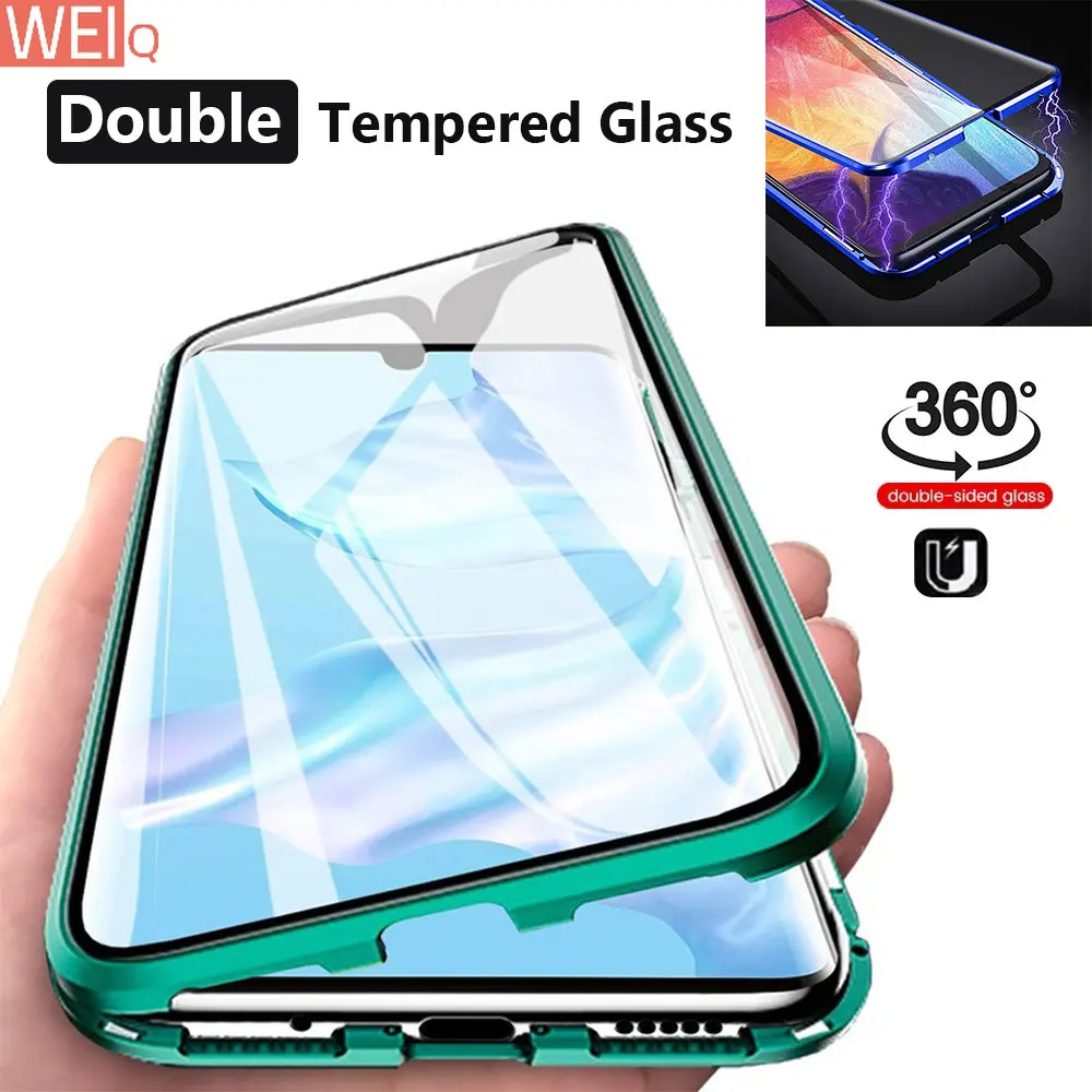 

360 Metal Cover For Huawei Mate 50 Pro Double Sided Magnetic Case Tempered Glass Coque For Huawei Mate 50 Pro Shockproof Case