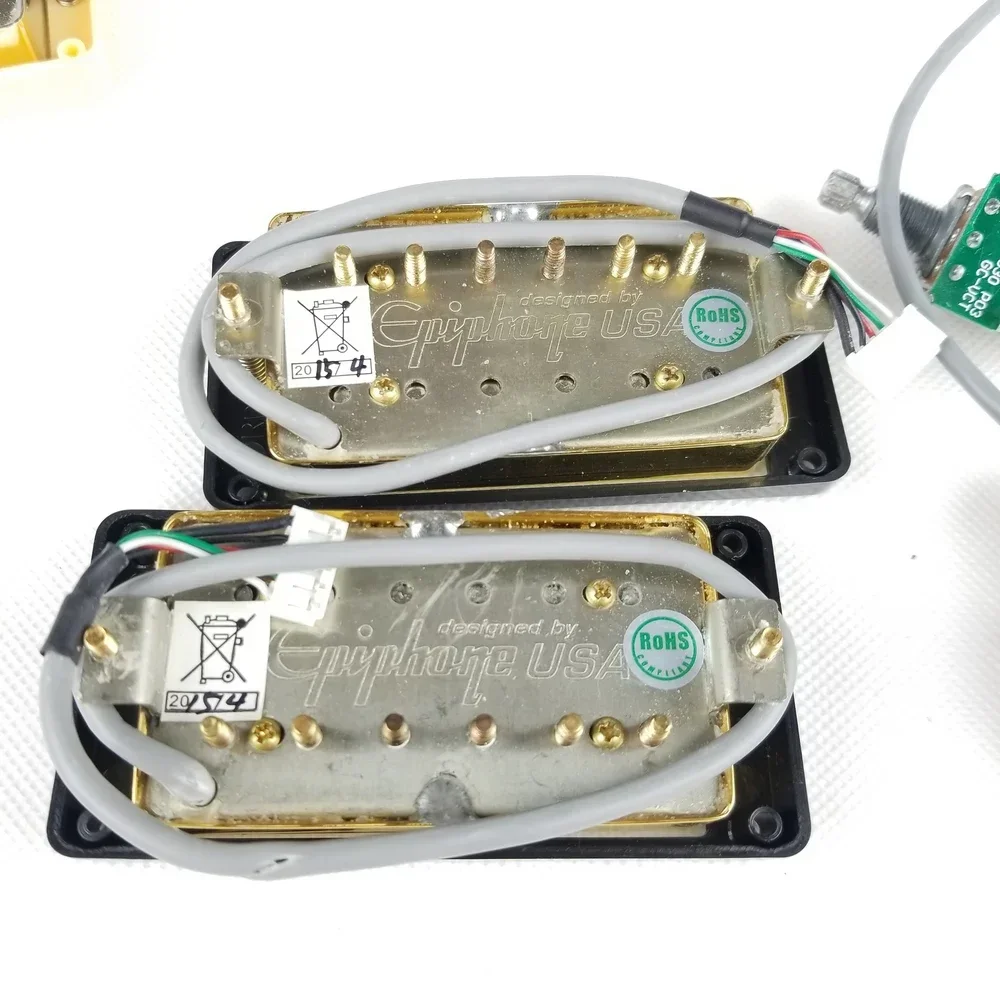 Фото 1 комплект, оригинальная электрогитара Epi LP Standard PRO, звукосниматель Alnico Humbucker, никель/золотая крышка с жгутом проводов №2