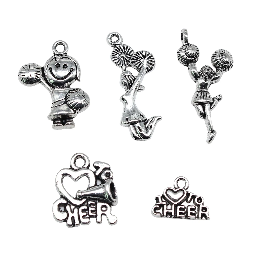10pcs Dancing Girl Cheerleaders Charms For Jewelry Making Sport Charms Pendant DIY Crafts Making Findings