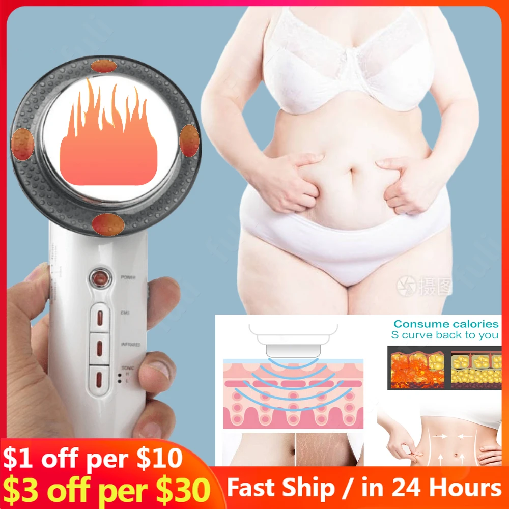 

3 in 1 Ultrasound Cavitation Massager With Body Slimming Gel Infrared EMS Weight Loss Face Reduction Fat Burner Anti cellulite