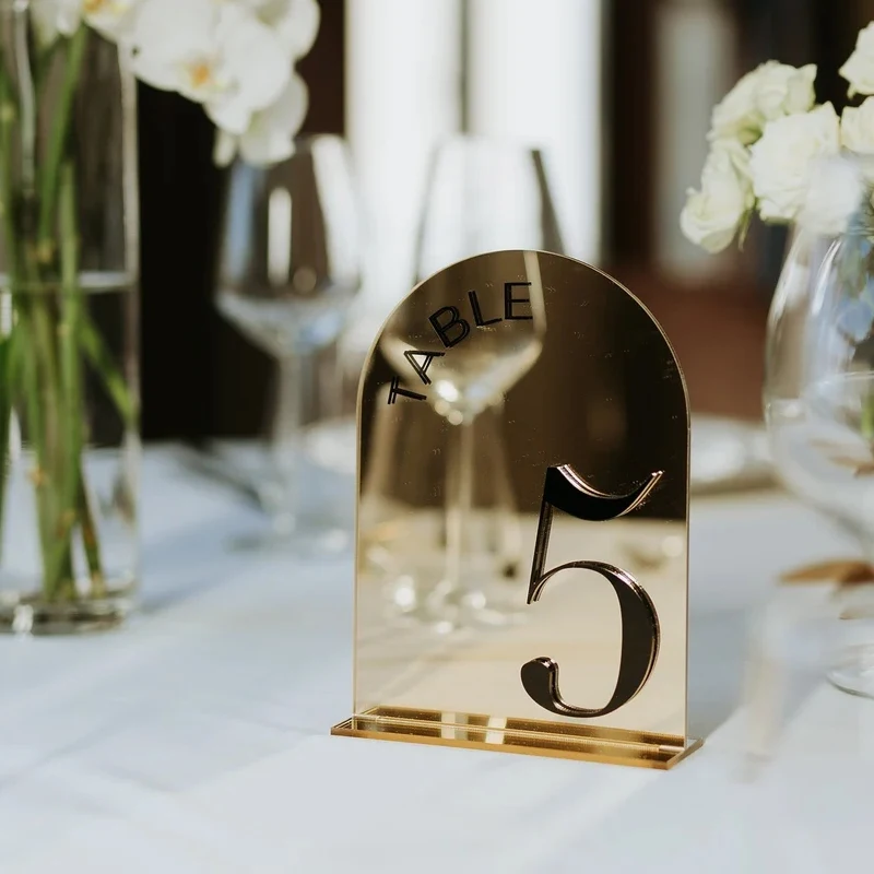 Gold Mirror Acrylic,Arched Table Number,Wedding Signs 3D Number,Wedding Table Numbers,Acrylic Table Number,Wedding Signage Decor