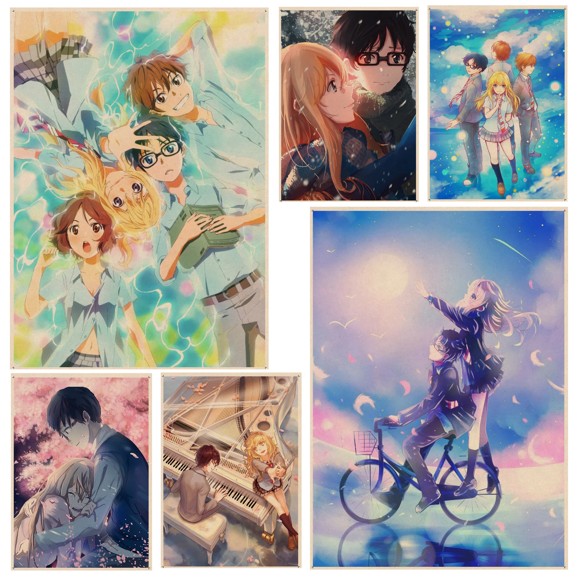 

Japanese Anime Your Lie In April DIY Poster Wall Art Retro Posters For Home Posters Wall Stickers