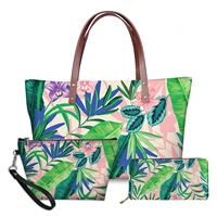 camphor leaves print%c2%a0hot selling handbag purse makeup bag set daily portable tote bags multifunctional bolso