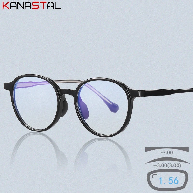 

Women Blue Light Blocking Glasses Men Retro TR90 Round Eyeglasses Frame CR39 Lens Prescription Optics Myopia Presbyopic Glasses
