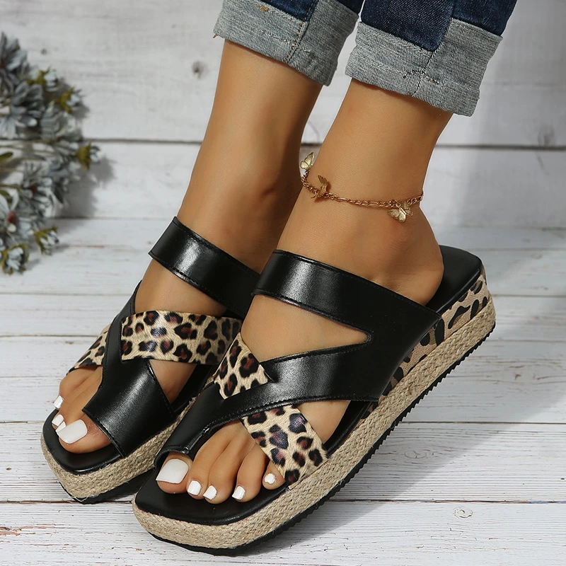 

Women's Slippers Summer Woman Shoes 2022 Sandal Flats Wedge Mules Platforms Sandless for Medical Hoof Indoor House Brands Luxury
