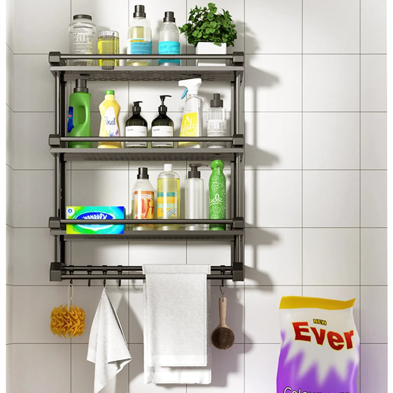Black Storage Rack Multifunction Wall-mounted Holder Load-bearing Rustproof Shelf Kitchen Organizer Bathroom Support |