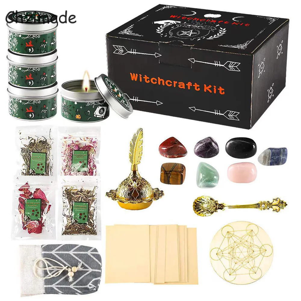 

Chzimade 42Pcs Witchcraft Starter Supplies Kit Spell Candles Crystals Jars Herbs For Witch Beginner Herbs Diy Polymer Clay Set