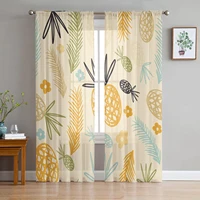 fruit pineapple flowers tulle sheer window curtains for living room the bedroom modern voile organza decorative curtains drapes
