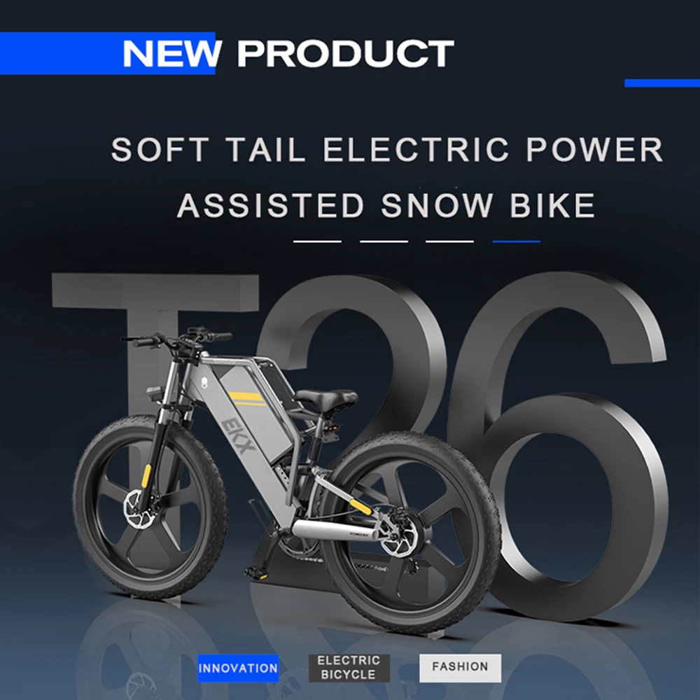 EKX T26 Electric Bike 2000W Brushless Motor 48V 25AH Lithium Battery Mountain EBike 50km/H 26 Inch 4.0 Fat Tire Oil Brake Ebikes