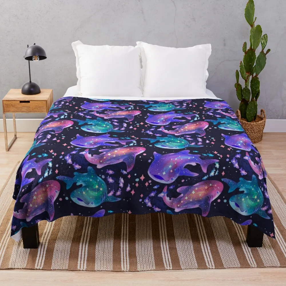 

Cosmic Whale Shark Throw Blanket tufting thermal blankets for travel