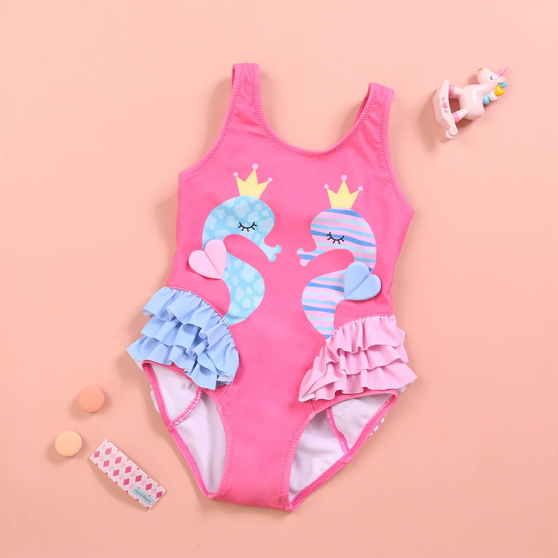 

NEW Baby Girls Swimwear Cute Swan Pirnt Summer Kids Girl Swimsuit One Piece Bathing Suit Beachwear For 3-7T Children