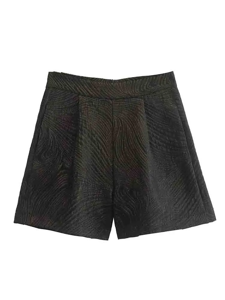 

Женские жаккардовые шорты трапециевидной формы, с высокой талией и широкими штанинами