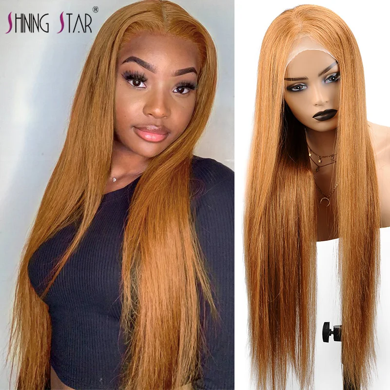 

Ginger Blonde Lace Front Wigs For Women 13x4 Colored Human Hair Lace Frontal Wig Brazilian Straight Lace Front Wigs Pre Plucked