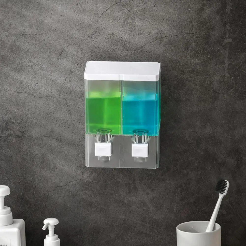

1 Pcs 500ml Transparent Soap Dispenser Wall Mounted Double Head Bathroom Sanitizer Shampoo Shower Gel Container Wholesale