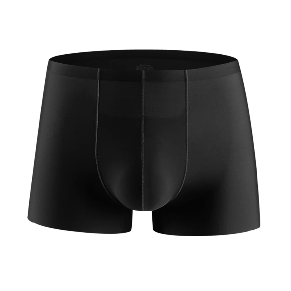 

Men Ice Silk Trunks Seamless Elasticity Briefs Bulge Pouch Smooth Shorts Boxers Soft Solid Underwear Breathable Lingerie