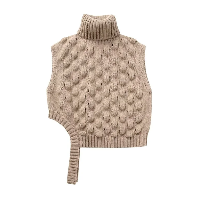 

2023 New Women Knitted Short High Neck Warm Tank Top for Autumn&Winter Fashion Versatile Comfortable Soft Sleeveless Sweater