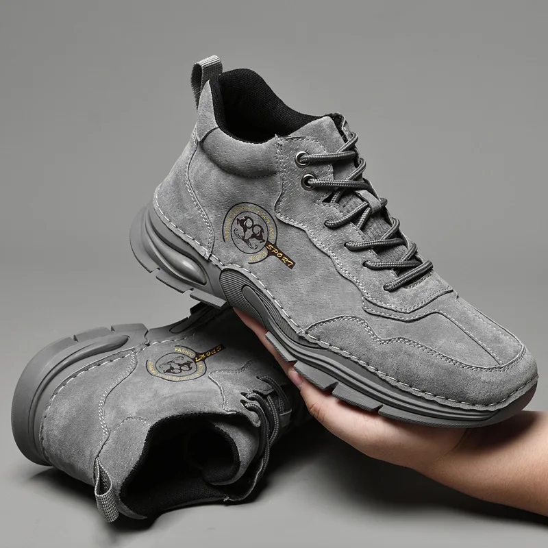 SALUDAS Men's Leather Sneakers Luxury Handmade Casual Shoes Plush Warm Winter Shoe Men Outdoor Waterproof High Top Sneakers Male