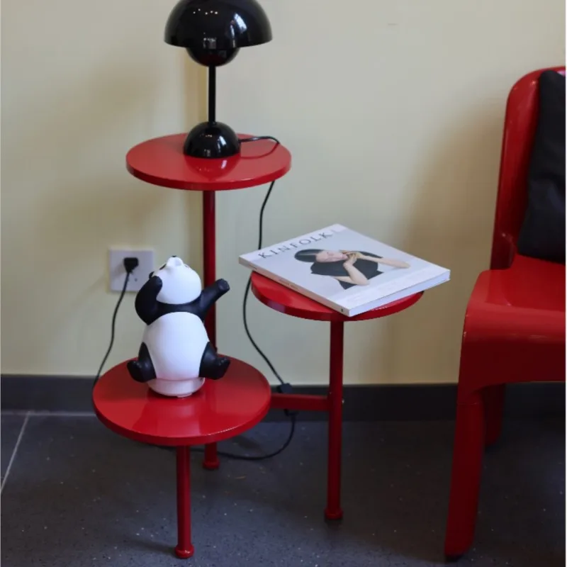 Многоярусный боковой столик Mooli угловой простой красный допаминовый