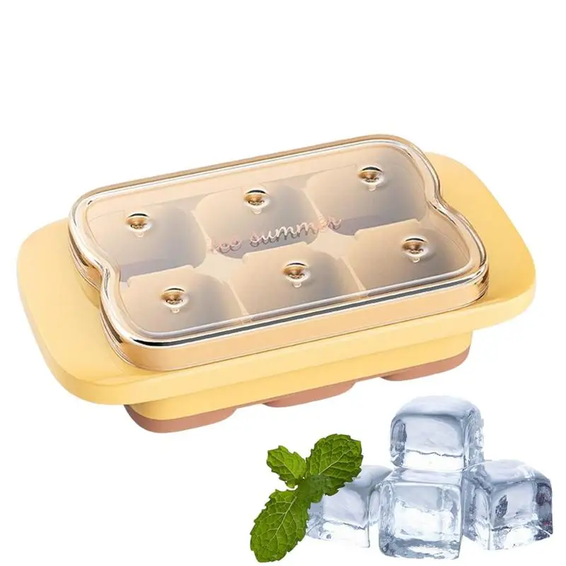 

Ice Molds 6 Cavity Mini Ice Cube Moulds With Removable Lids Not Easy To Break Kitchen Ice Molds With Soft Bottom For Home Bar