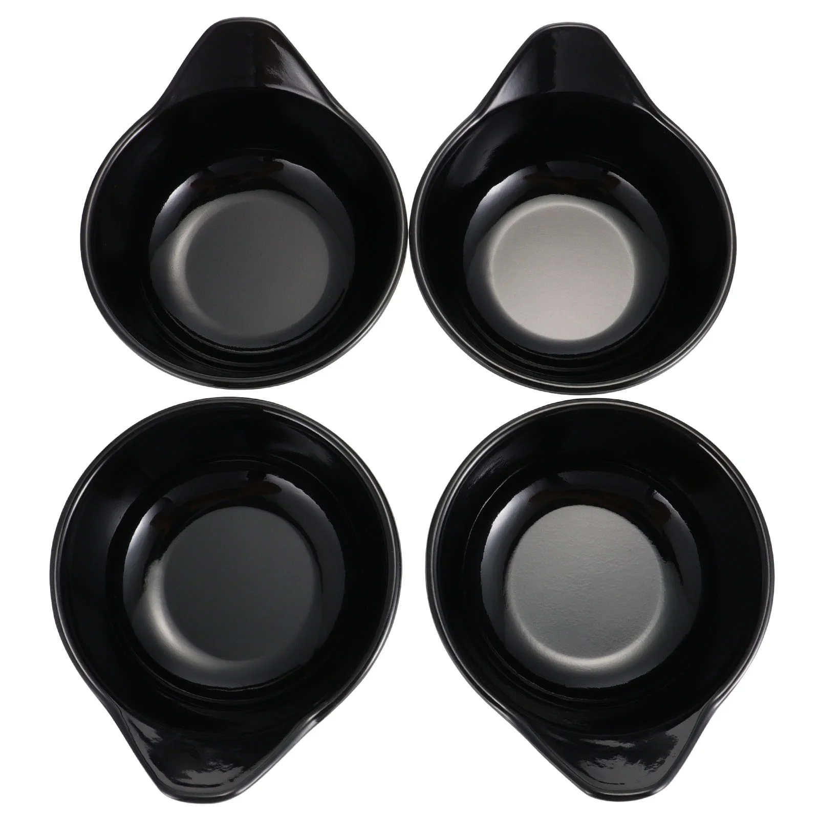 

4pcs Side Sauce Dish Pot Seasoning Bowl Ceramic Soy Sauce Dipping Bowl Dessert Appetizer ( Black )