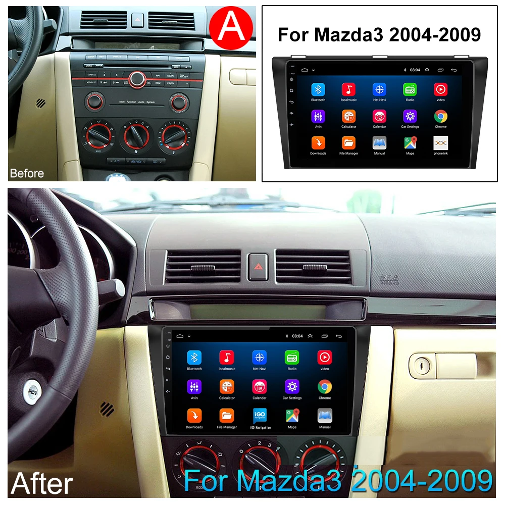 Автомагнитола 2 din Android для Mazda 3 bk maxx axel 2004-2013 2007 Carplay Автомобильный мультимедийный