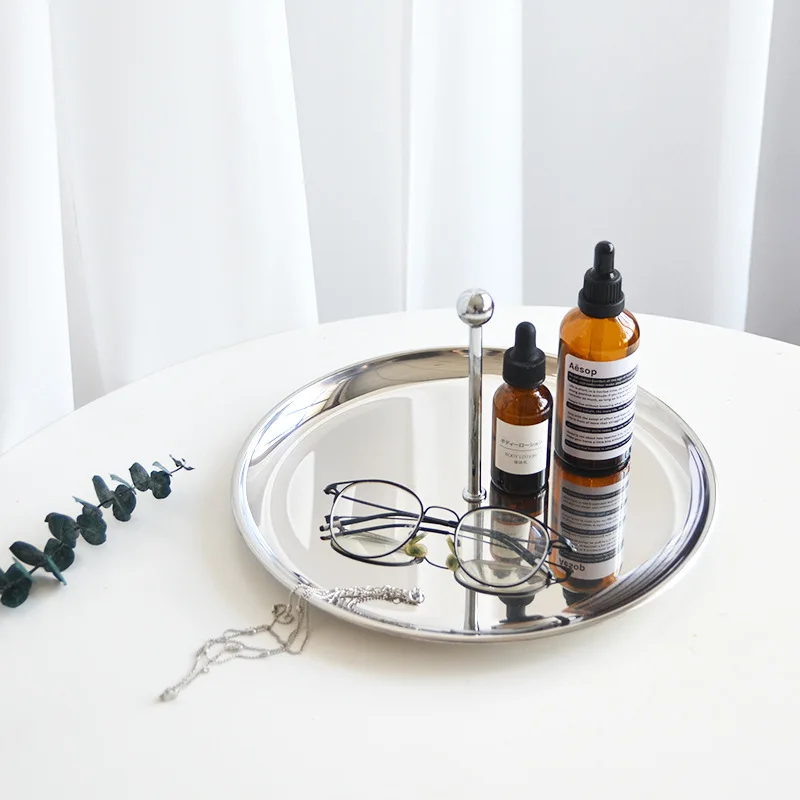 

Современный портативный круглый поднос с гальваническим покрытием, декоративные настольные тарелки для хранения ювелирных изделий, для го...