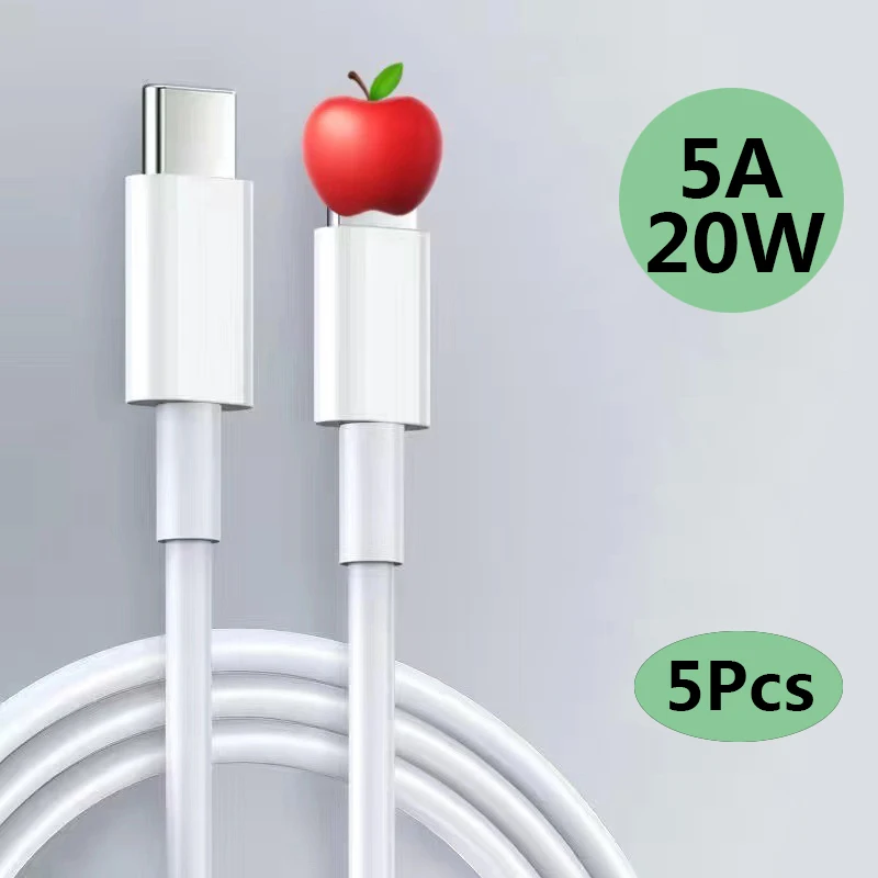 5 шт. Быстрая зарядка для Apple Оригинальный USB C к PD-кабелю типа iPhone 13 12 11 Pro Max Mini SE 2022 XR