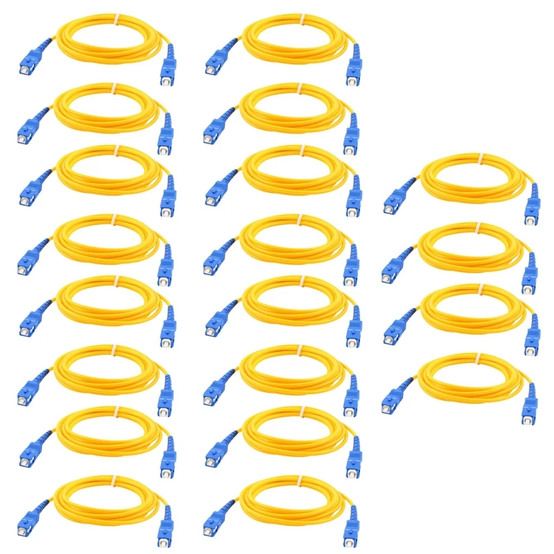 

20 Pcs Simplex Single Mode SC To SC Male Fiber Optic Patch Yellow 2M