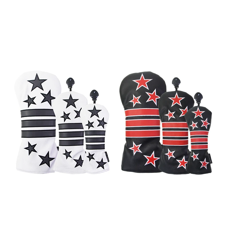 

PU Leather Golf Headcovers 1 3 5 UT Golf Head Covers Stars and Stripes for Driver Fairway Wood Hybrid Head Cover with No. Tag