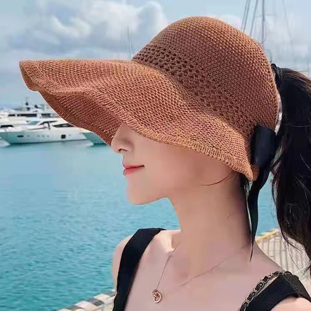 Women Straw Hat Big Brim Hat Folding 