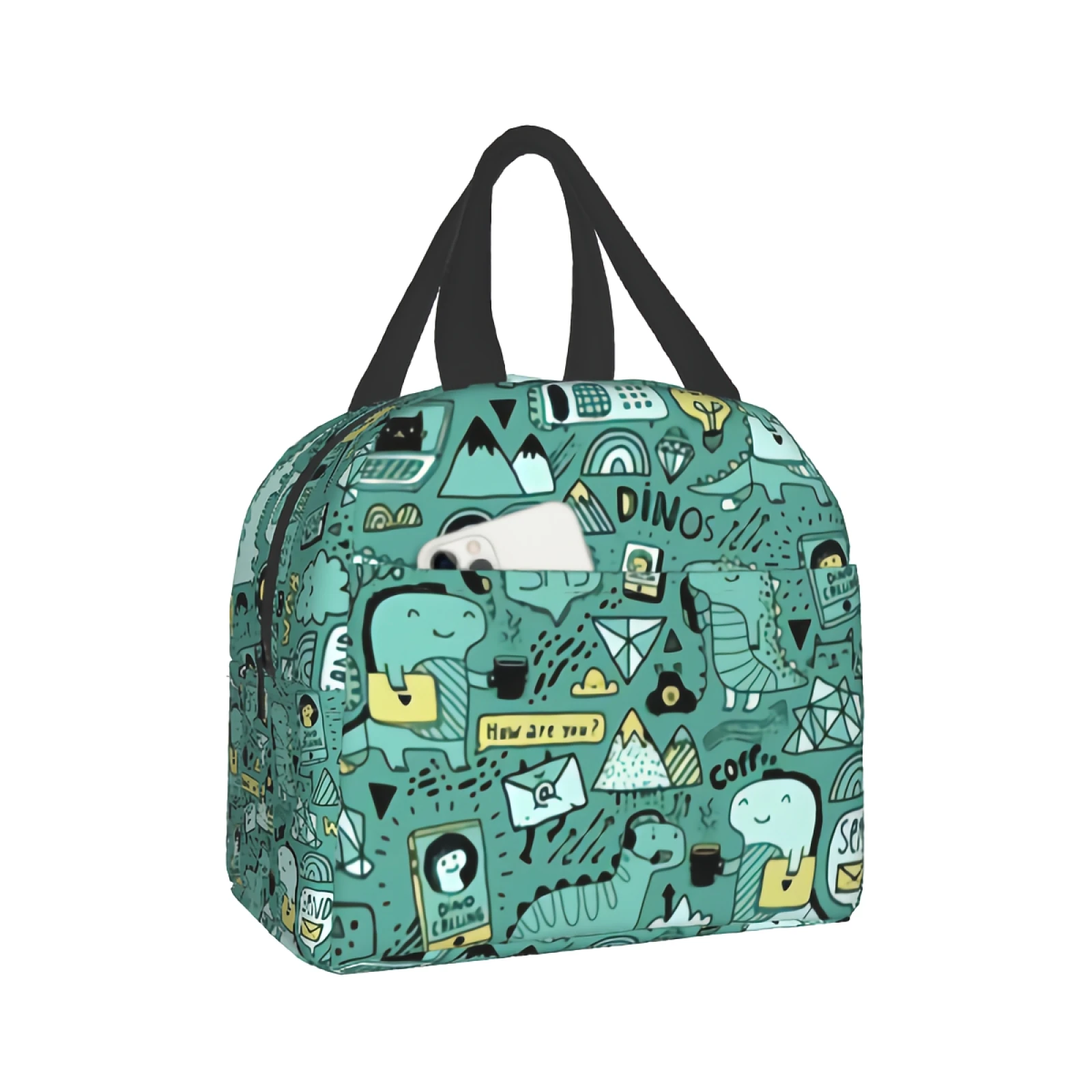 

Cute Cartoon Dinosaur Lunch Bag Kids Insulated Reusable Portable Picnic Travel Bag Cute Dino Thermal Lunch Box for School Beach