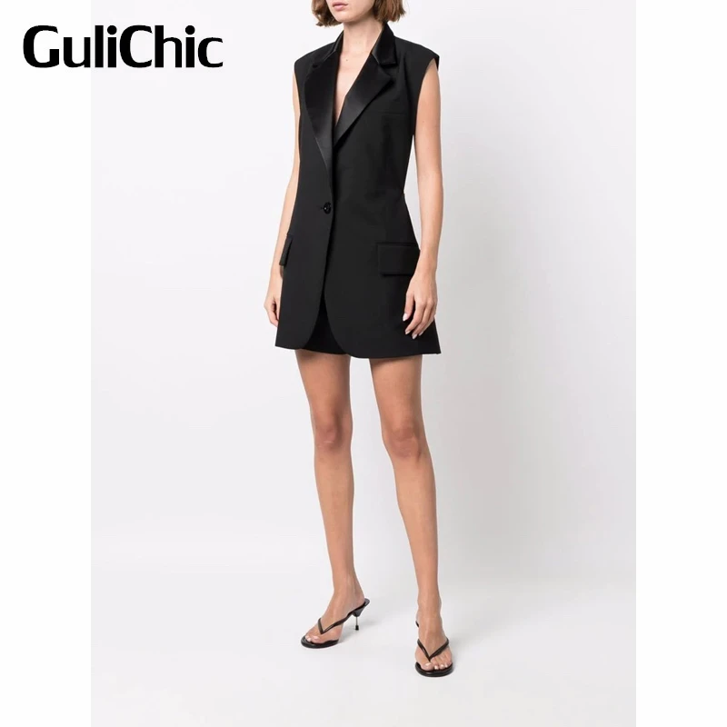 

5.9 GuliChic Women Fashion High Street Sexy Backless Sleeveless Slim Fake Two Piece Playsuit