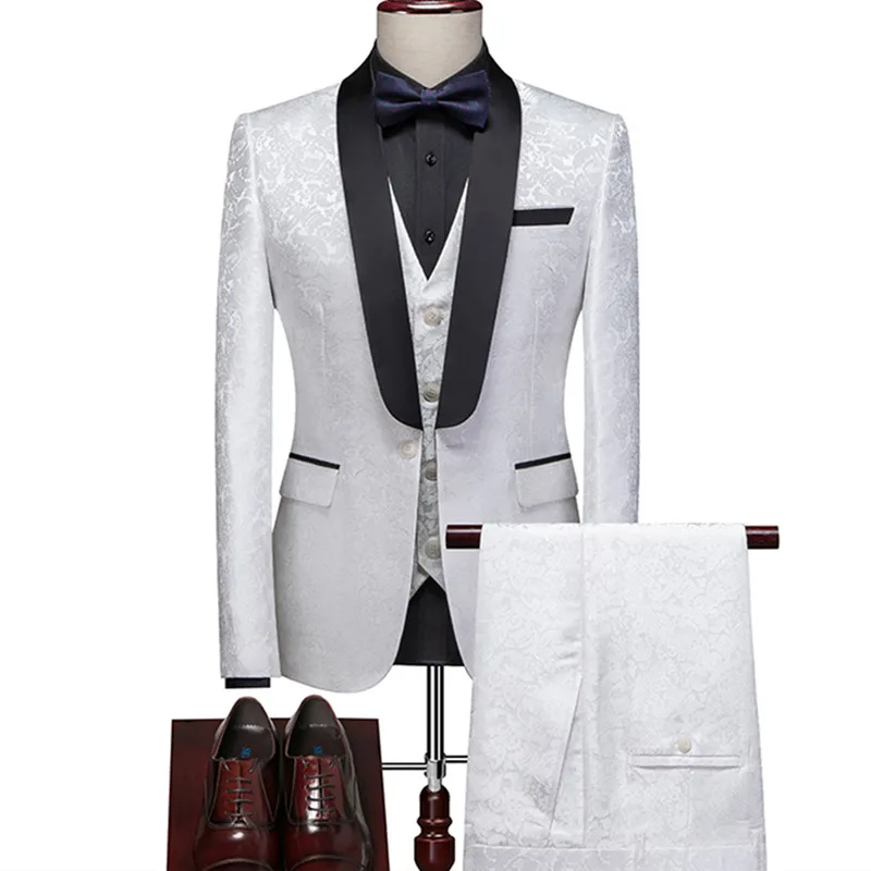 

Classic Royal Blue Floral Slim Fit Custom Made Mens Suits 2022 Wedding Suits For Groom Tuxedos 3 Pieces Groomsmen Suits