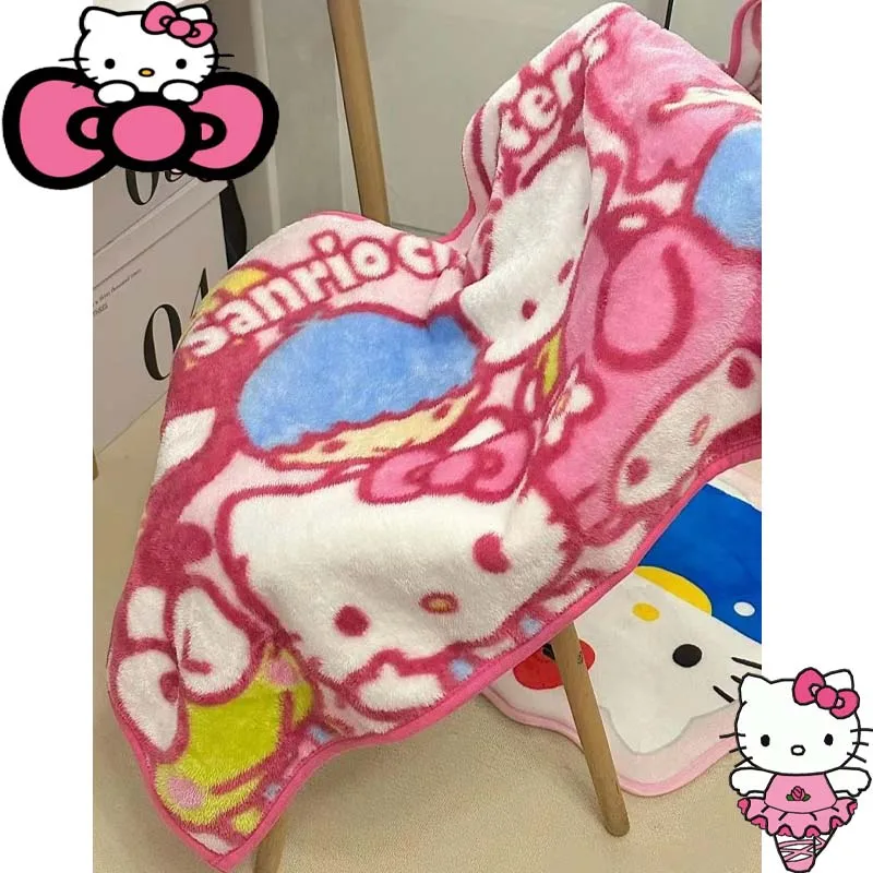 

Kawaii Hello Kittys Blanket Student Beach Towel Anime Summer Travel Portable Blanket Lunch Knee Break Air Conditioning Blanket