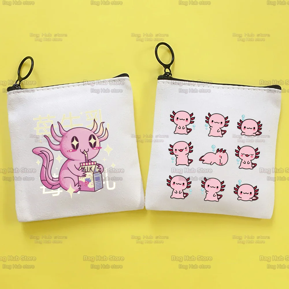 

Cute Axolotl Loves Kawaii Cartoon Lizard Original Mini Coin Purse Small Bag Cute Niche Canvas Coin Purse