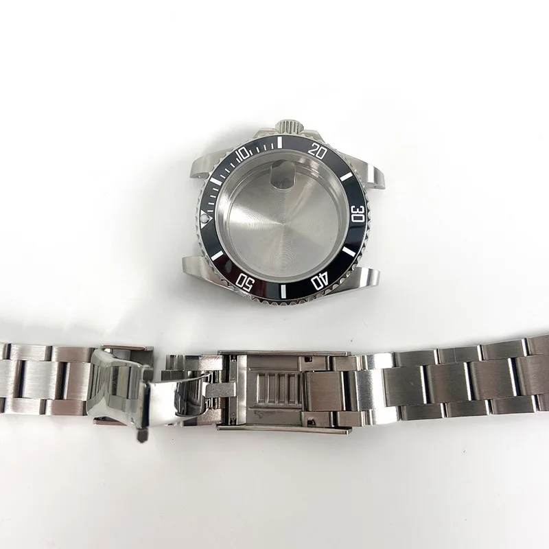 40mm Mod Stainless Steel Sapphire Glass Ceramic Bezel Watch Case For RLX SUB 8215 2813 2836 Movement