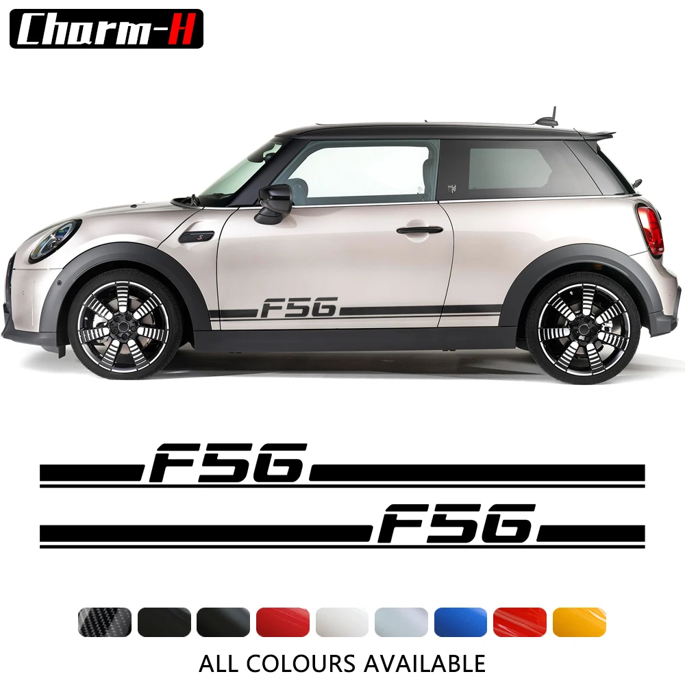 

2pcs Car Styling Graphics Decals Door Side Skirt Racing Stripes Stickers for Mini Cooper F56 Hatchback 2013-present
