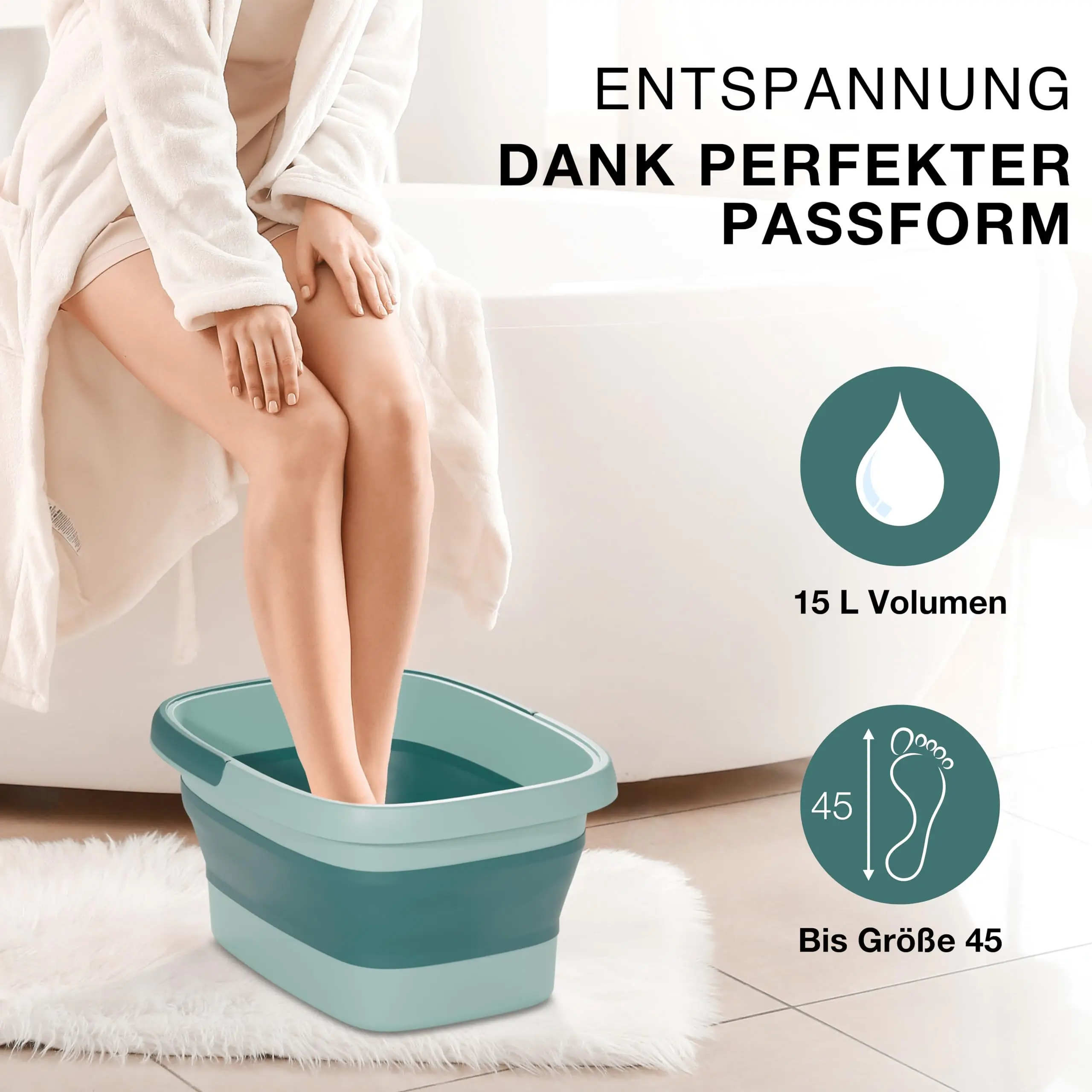 Складная раковина для ног с квадратной ручкой