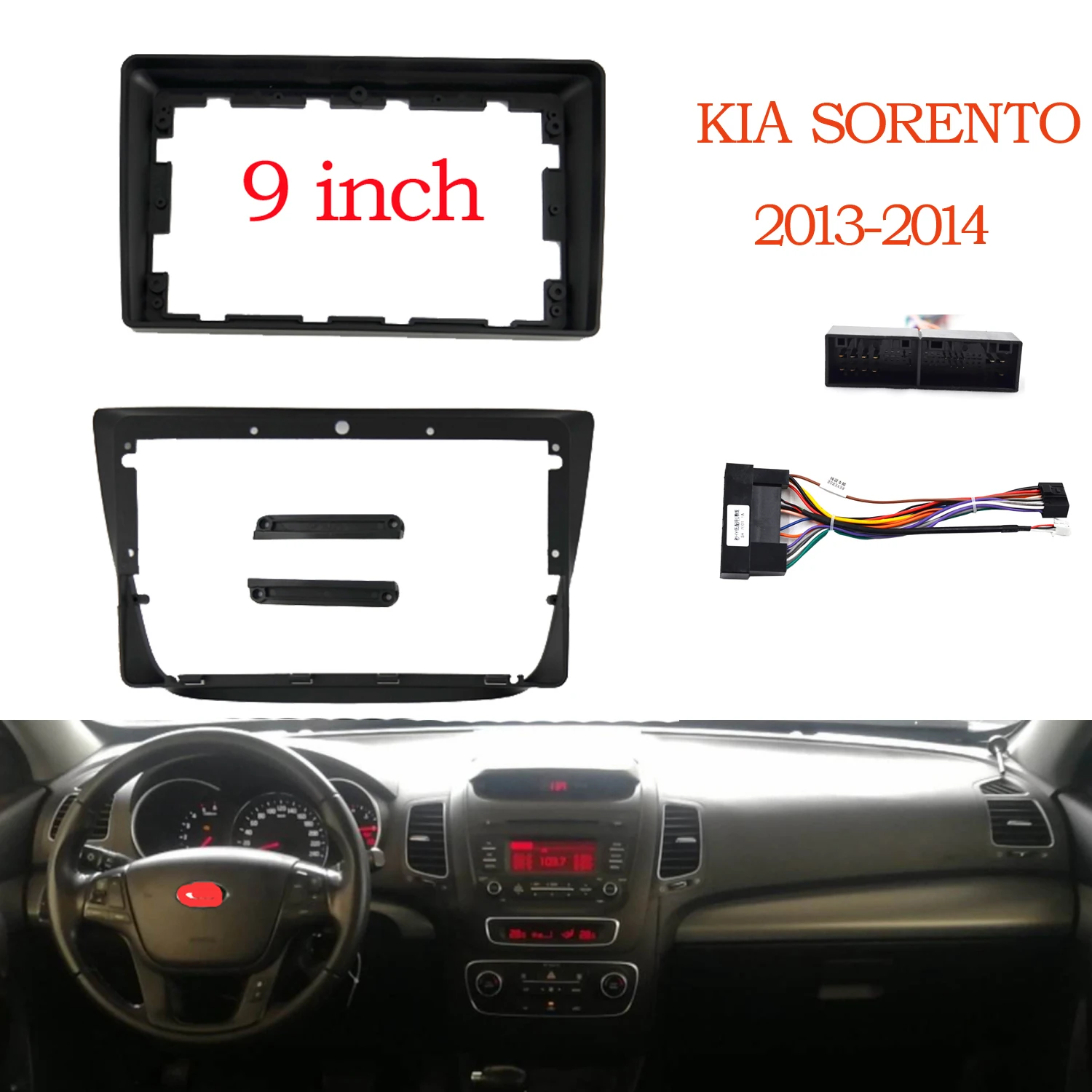 

Автомобильная радиоустановка Fascia Для KIA SORENTO 2013, 9 дюймов, рамка, стерео, DVD-плеер, установка, объемная отделка, панель, двойной Din, лицевая пане...