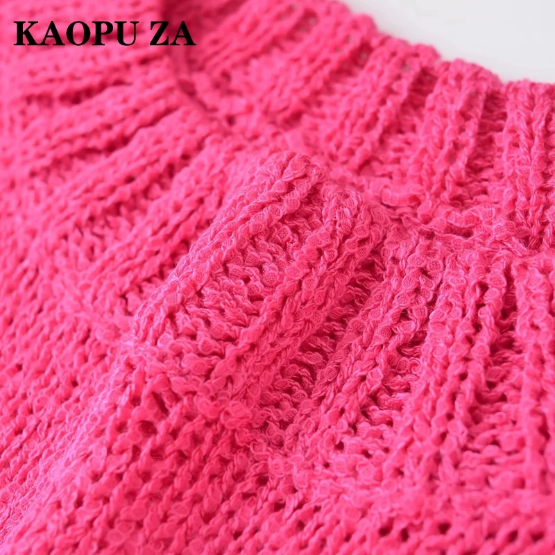 KAOPU ZA 2024 осень новый милый курортный стиль красный вязаный свитер с длинным