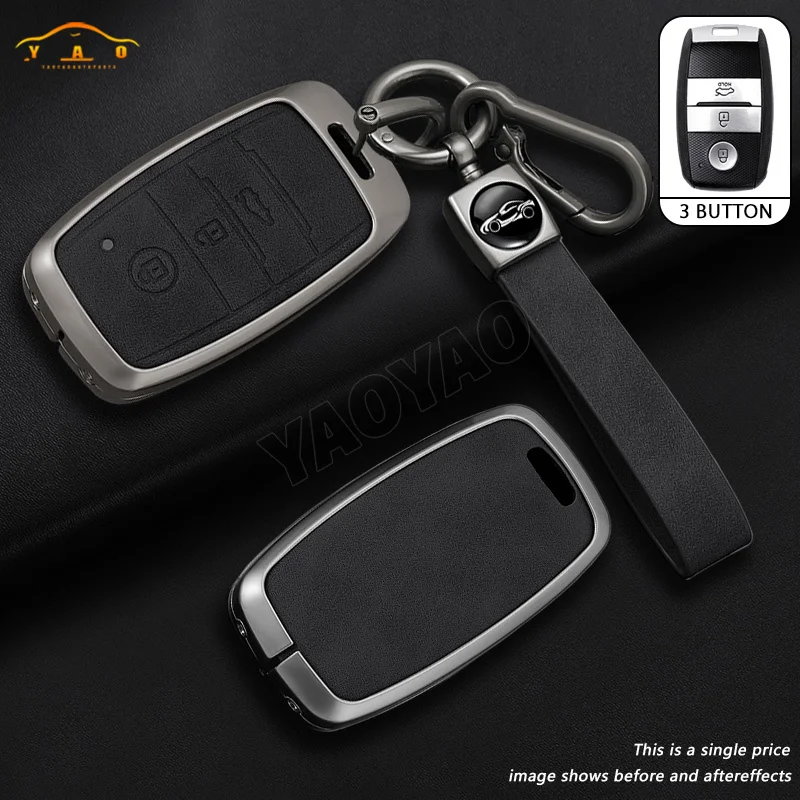 

Чехол из цинкового сплава + кожаный чехол для ключей от машины для KIA Rio Rio5 Sportage Ceed Cerato K3 KX3 K4 K5 Sorento Optima Picanto