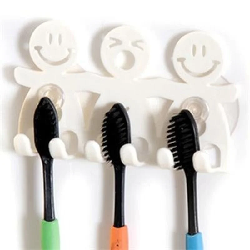 Portable Home Suction Hooks 5 Position Tooth Brush Holder Bathroom Sets Cute Cartoon Sucker Toothbrush Holder Key Hook Kids Gift