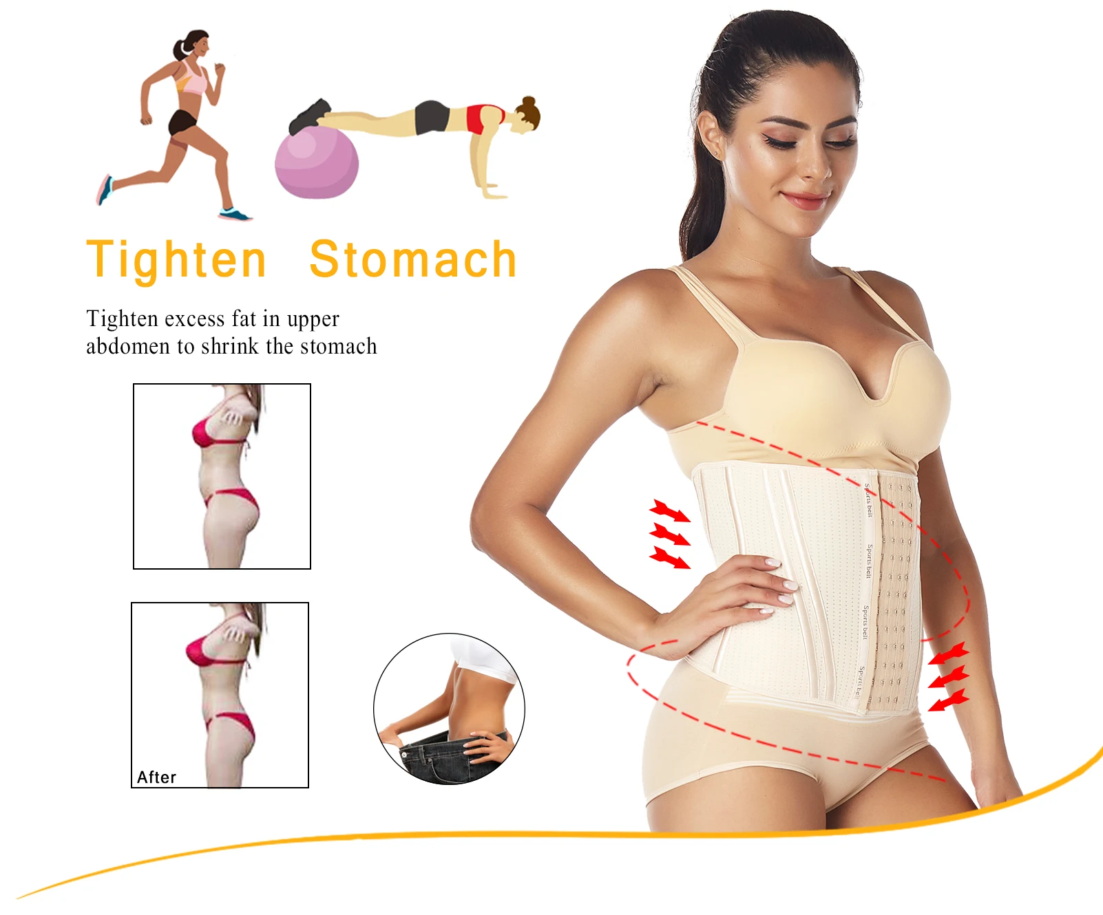 SEXYWG Waist Trainer Corset Firm Waist Support Belt Waist Cincher Tummy Trimmer for Women Slim Corset Back Support Belt