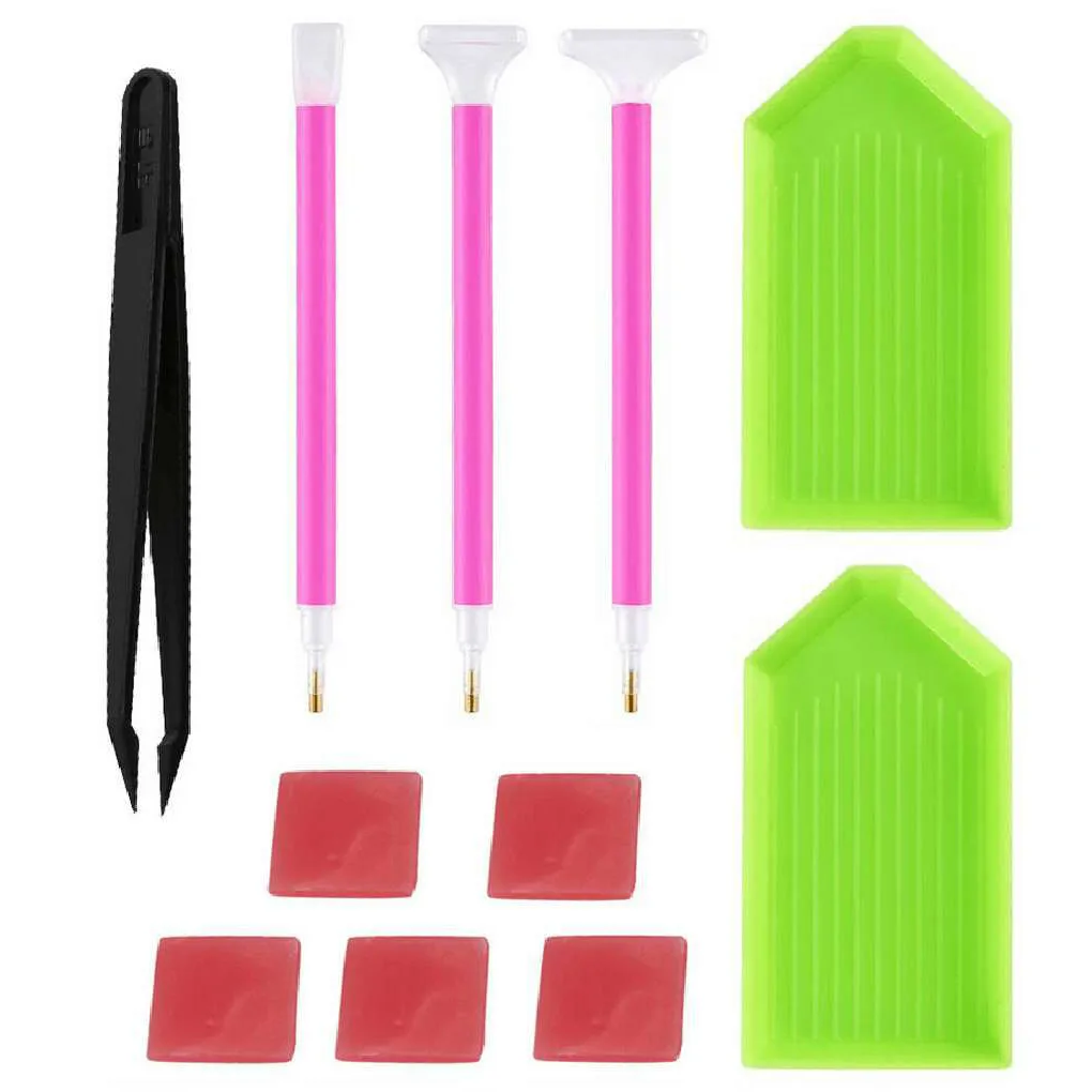

11pcs Diamond Embroidery Diamond Mosaic Tweezers Pen Glue Plastic Tray Set DIY Diamond Painting Cross Stitch Sewing Accessories