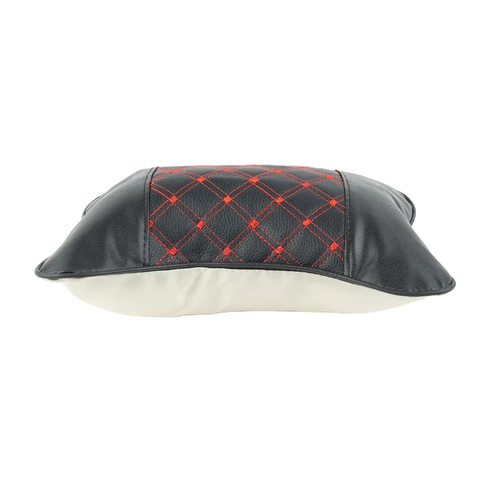 

Cushion Pillow Elasticity Headrest PU Leather Pad Universal 28*18*9cm Black+Red Line For Four Seasons Neck Hot