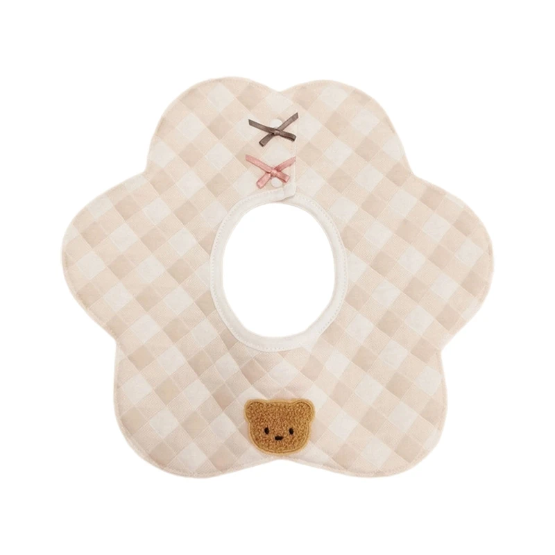 

Cartoon Bear 360Degree Rotation Burp Cloth Baby Flower Shape Feeding Bib Bandana