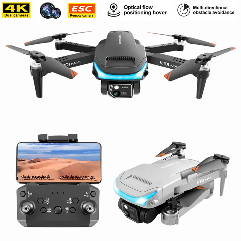 

2022 New K101 Max Mini Drones 4K Dual HD Camera Optical Flow 3-sided Obstacle Avoidance Localization RC Quadcopter Toys Gifts