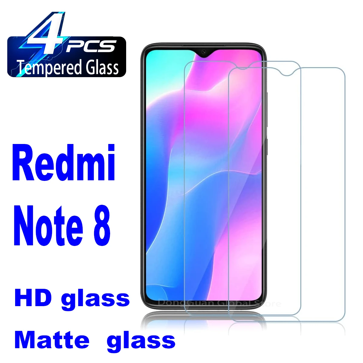

2/4 шт. высококачественное алюминиевое закаленное стекло для Xiaomi Redmi Note 8 Защита для экрана матовая стеклянная пленка