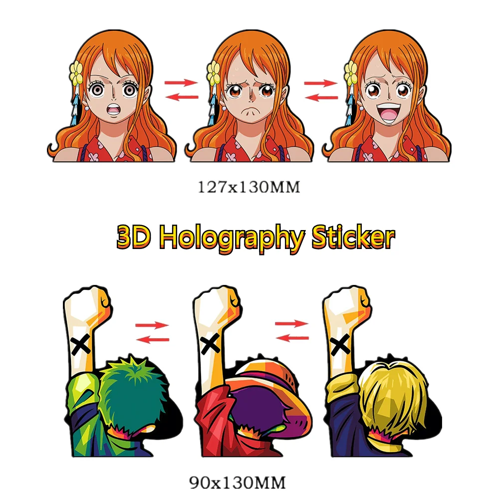 

3D Lenticular Motion Holography Stickers Anime Action Pattern Collection Waterproof Car Decor One Piece Dragon Ball Naruto Gift