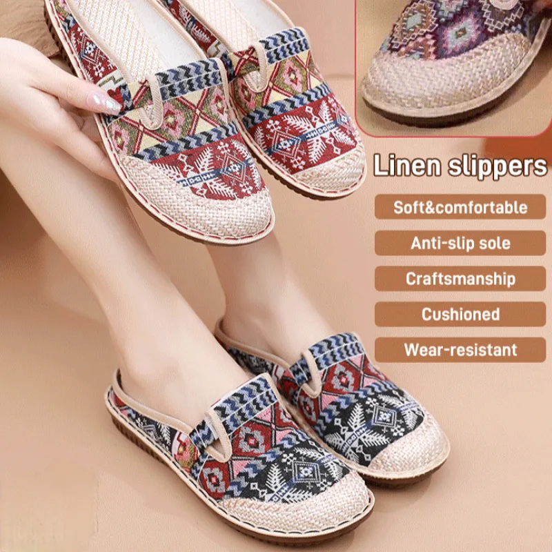 

Summer Wrapped head breathable linen slippers Women's Slippers for Leisure